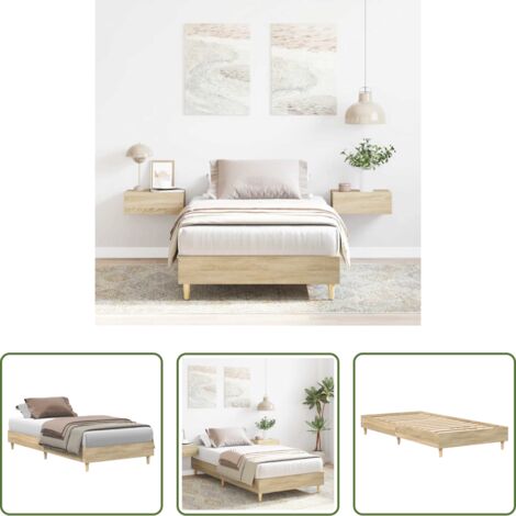 vidaXL Madera roble -  Estructura de cama sin colchón madera roble Sonoma 90x200 cm