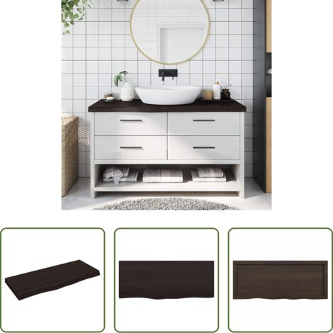 vidaXL Madera tratada -  Encimera de baño madera tratada marrón oscuro 100x40x(2-6) cm