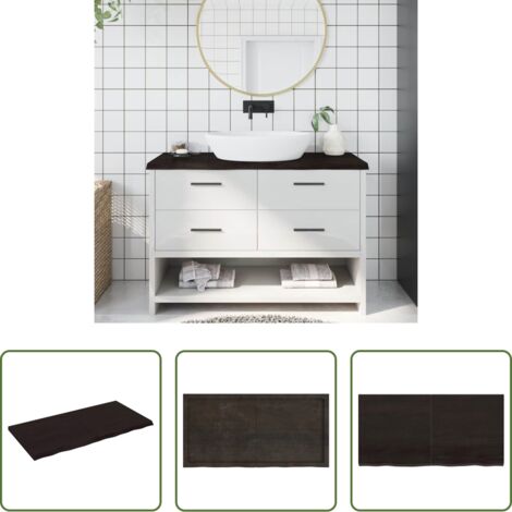 vidaXL Madera tratada -  Encimera de baño madera tratada marrón oscuro 120x60x(2-4) cm