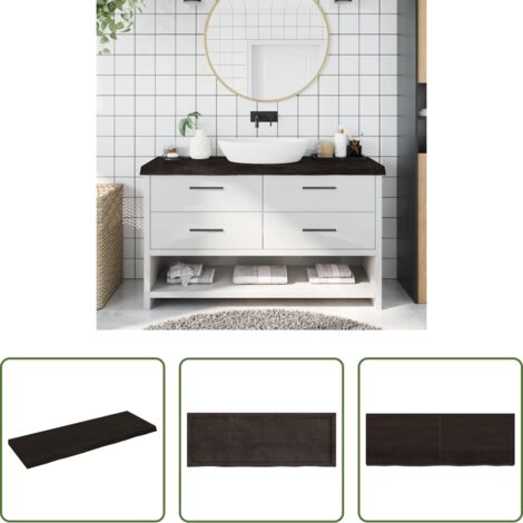 vidaXL Madera tratada -  Encimera de baño madera tratada marrón oscuro 140x50x(2-6) cm