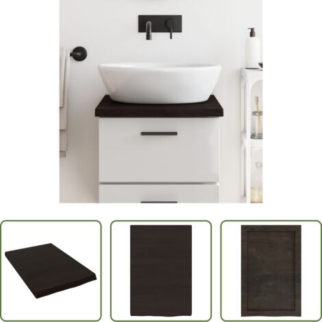 vidaXL Madera tratada -  Encimera de baño madera tratada marrón oscuro 40x60x(2-4) cm