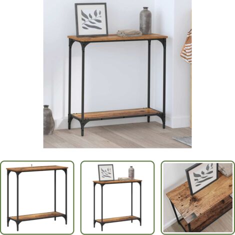 vidaXL Madera vieja -  Mesa Consola con estante Madera vieja 75 x 30.5 x 75 cm