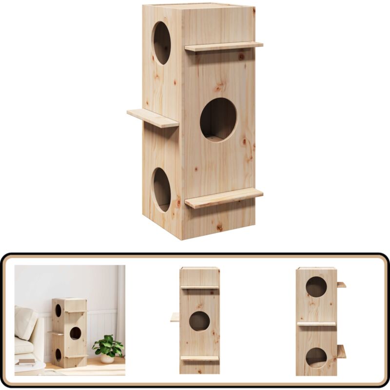 Vidaxl - Maison pour chat 43x43x90 cm bois de pin massif