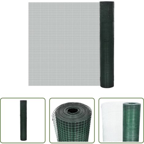vidaXL Malla para aves -  Alambrada de gallinero acero galvanizado verde 1x25 m