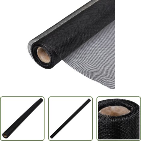 vidaXL Malla para puertas -  Malla mosquitera de fibra de vidrio negra 100x1000 cm
