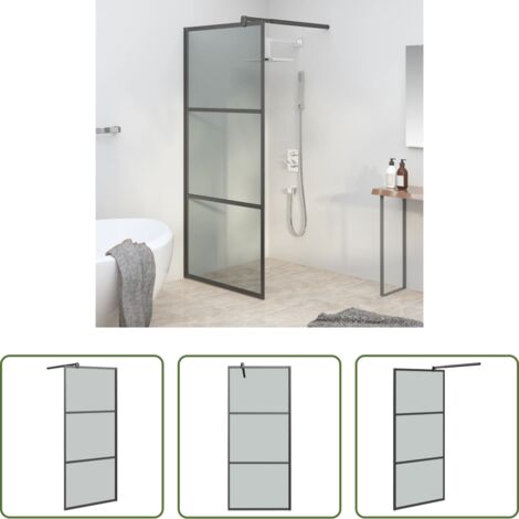 vidaXL Mampara de ducha de vidrio -  Mampara de ducha accesible vidrio ESG oscuro negro 80x195 cm