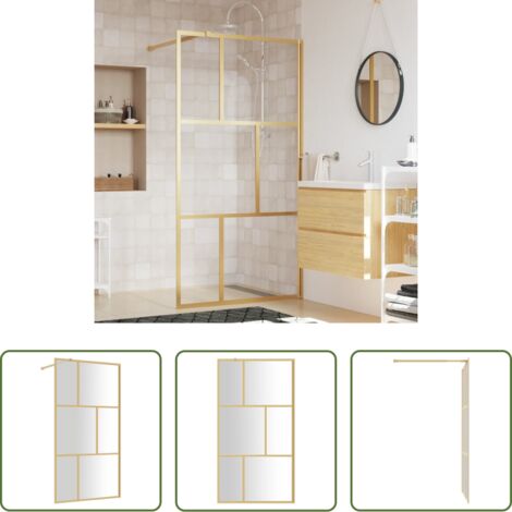 vidaXL Mampara de ducha dorada -  Mampara puerta ducha vidrio transparente ESG dorado 115x195 cm