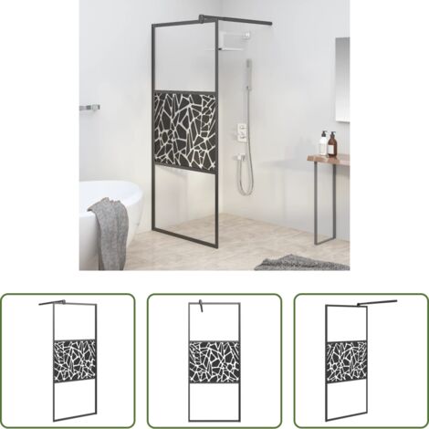 vidaXL Mampara de ducha ESG -  Mampara de ducha vidrio vidrio ESG diseño piedra negro 80x195cm