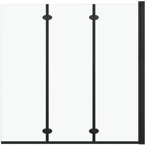main image of "vidaXL Mampara de ducha plegable 3 paneles ESG 130x138 cm negro"