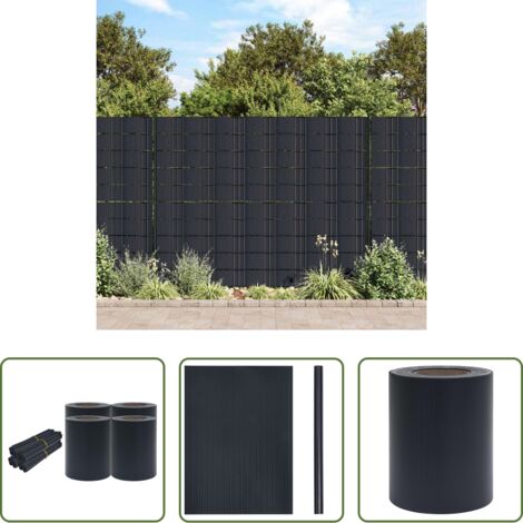 vidaXL Mampara de jardín -  Paneles de privacidad 4 uds PVC gris oscuro mate 35x0,19 m