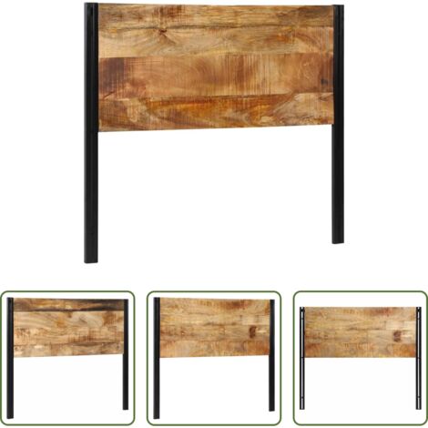 vidaXL Mango -  Cabecero 120 cm Madera Maciza Mango y Hierro