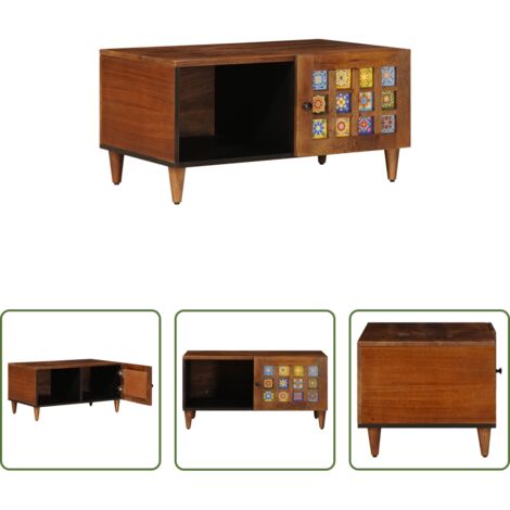 vidaXL Mango -  Couchtisch Braun 80 x 50 x 40 cm Massivholz Mango