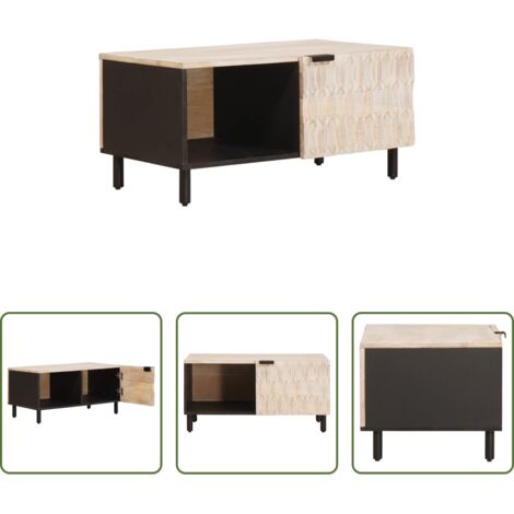vidaXL Mango -  Couchtisch Weiß 80 x 50 x 40 cm Massivholz Mango