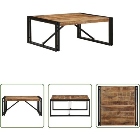 vidaXL Mango -  Mesa de centro 80x80x35 cm madera maciza de mango rugosa