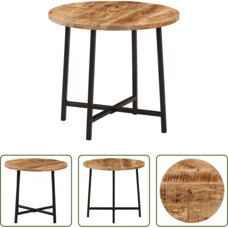 vidaXL Mango -  Mesa de centro hierro y madera maciza de mango 45x45x40 cm