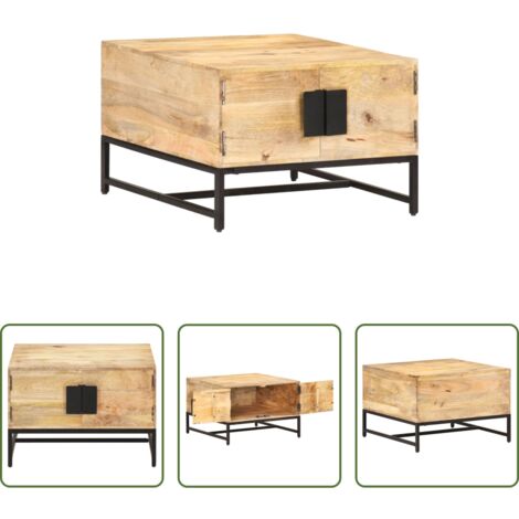 vidaXL Mango - Mesa de centro madera maciza de mango 67x67x45 cm