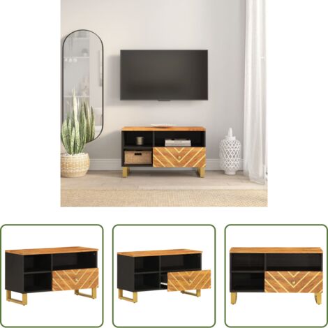 vidaXL Mango -  Mueble de TV madera maciza de mango marrón negro 80x33,5x46 cm
