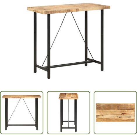vidaXL Mango rugosa -  Mesa de bar madera maciza de mango rugosa 120x58x107 cm