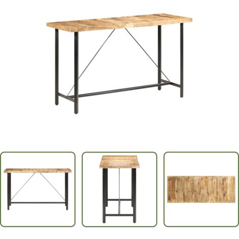 vidaXL Mango rugosa -  Mesa de bar madera maciza de mango rugosa 180x70x107 cm
