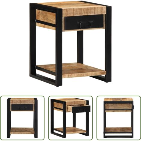 vidaXL Mango rugoso -  Mesa auxiliar madera maciza de mango rugosa 40x40x50 cm