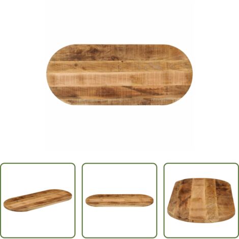 vidaXL Mango -  Tablero de mesa ovalado madera maciza mango rugosa 80x40x3,8 cm