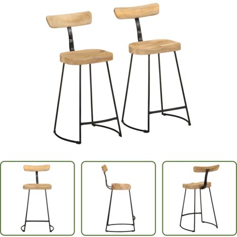 vidaXL Mango -  Taburetes de barra 2 uds 49x43x88 cm madera maciza de mango