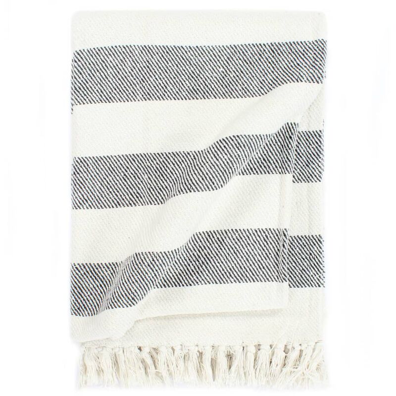 

Manta a Rayas de Algodón Gris Antracita 160x210 cm - Gris - Vidaxl