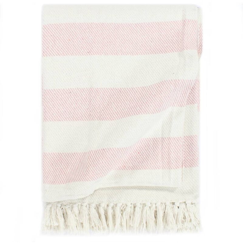 

Manta a Rayas de Algodón Rosa Envejecido 220x250 cm - Rosa - Vidaxl