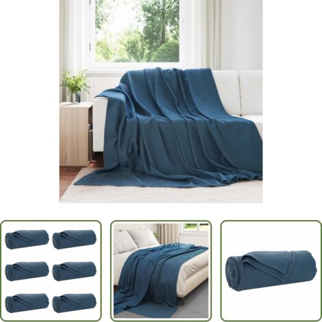 vidaXL Manta azul marino -  Mantitas de Sofá 6 pcs Azul marino 240 x 220 cm Lana
