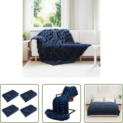 vidaXL Manta de invierno -  Manta de de conejo sintético antideslizante Olite 4 pcs