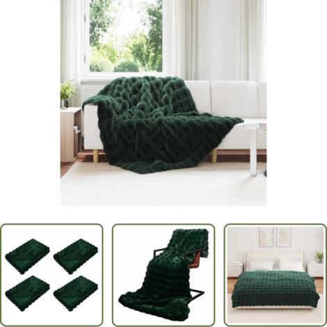 vidaXL Manta de invierno -  Manta de de conejo sintético antideslizante Olite 4 pcs