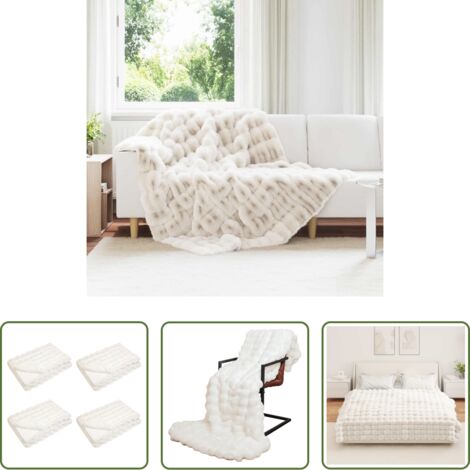 vidaXL Manta de invierno -  Manta de de conejo sintético antideslizante Olite 4 pcs