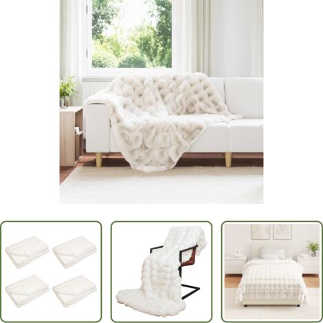 vidaXL Manta de invierno -  Manta de de conejo sintético antideslizante Olite 4 pcs