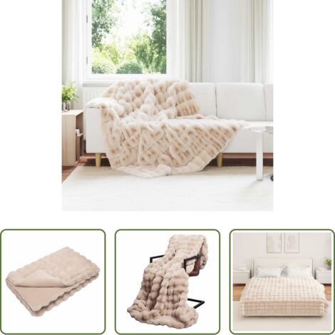 vidaXL Manta de invierno -  Manta de de conejo sintético antideslizante Olite Beige
