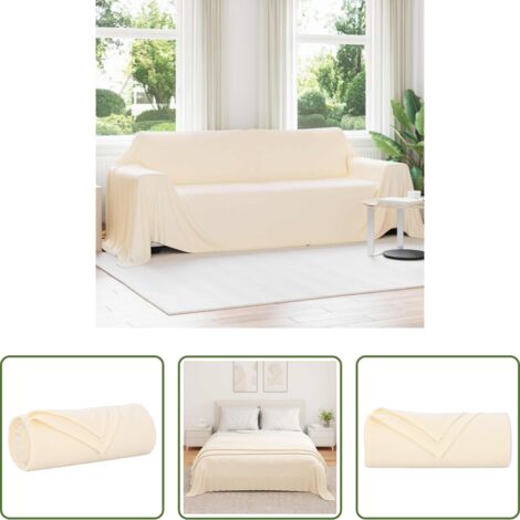 vidaXL Manta para dormitorio -  Manta Crema 350 x 270 cm Lana