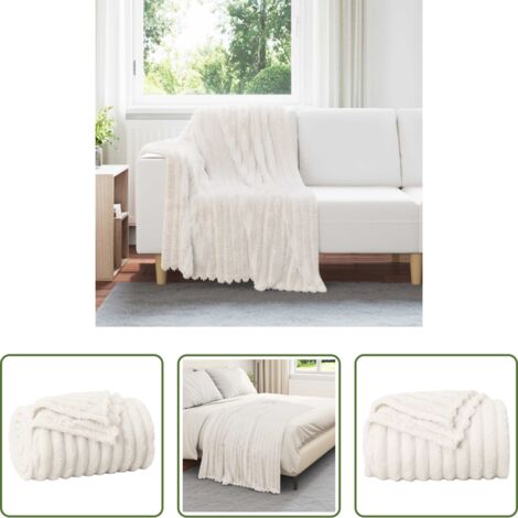 vidaXL Manta para sofá -  Manta Crema 150 x 130 cm Lana