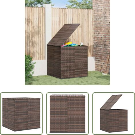 vidaXL Mantas -  Baúl de cojines para jardín de ratán PE marrón 100x97,5x104 cm