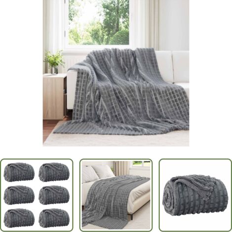 vidaXL Mantas decorativas -  Mantitas de Sofá 6 pcs Gris oscuro 270 x 240 cm Lana