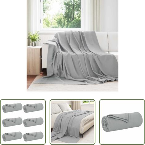 vidaXL Mantas para casa -  Mantitas de Sofá 6 pcs Gris 240 x 220 cm Lana