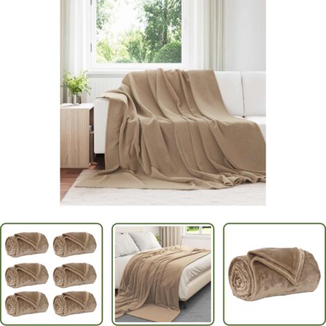vidaXL Mantas para dormitorio -  Mantitas de Sofá 6 pcs Camel 220 x 240 cm Lana