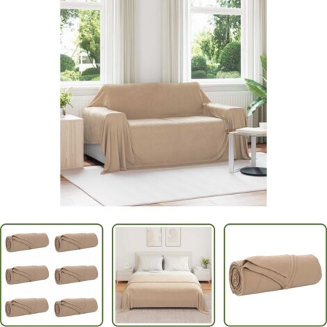 vidaXL Mantas para dormitorio -  Mantitas de Sofá 6 pcs Camel 280 x 210 cm Lana
