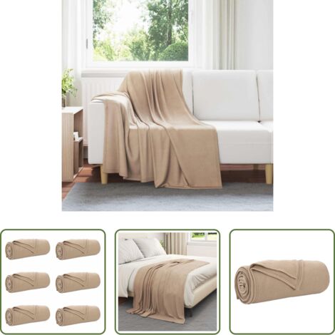 vidaXL Mantas para el hogar -  Mantitas de Sofá 6 pcs Camel 170 x 130 cm Lana
