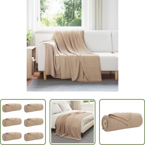 vidaXL Mantas para el hogar -  Mantitas de Sofá 6 pcs Camel 200 x 150 cm Lana