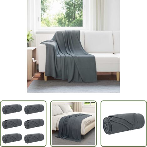 vidaXL Mantas para el hogar -  Mantitas de Sofá 6 pcs Gris oscuro 170 x 130 cm Lana