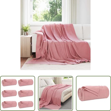 vidaXL Mantas para el hogar -  Mantitas de Sofá 6 pcs Rosa 270 x 240 cm Lana