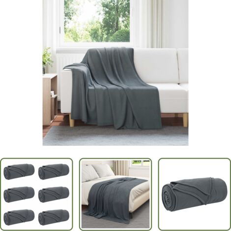 vidaXL Mantas para sofá -  Mantitas de Sofá 6 pcs Gris oscuro 200 x 150 cm Lana