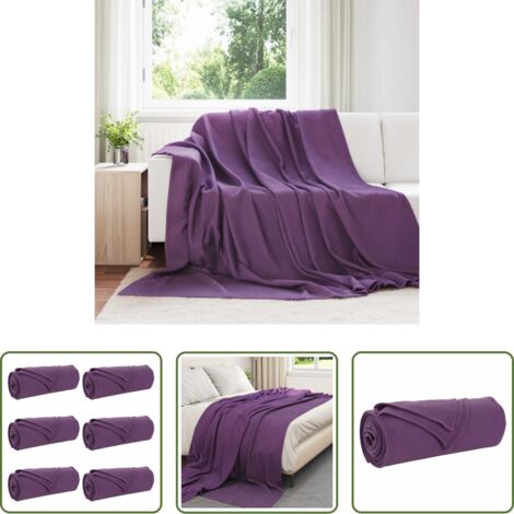 vidaXL Mantas para sofá -  Mantitas de Sofá 6 pcs Morado 240 x 220 cm Lana