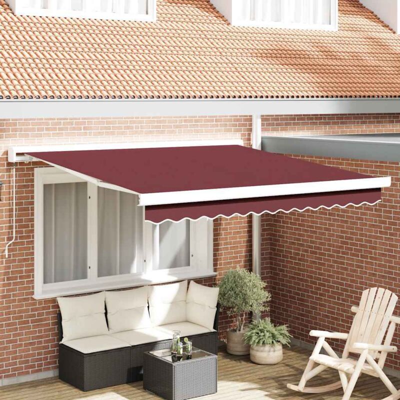 Vidaxl - Manual Retractable Awning Burgundy 300x250 Cm