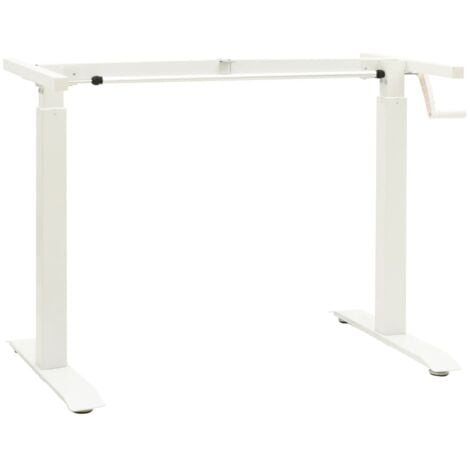 vidaXL Manual Height Adjustable Standing Desk Frame Hand Crank Ergonomic Stand up Desk Frame Workstation Sit to Stand Riser Base White/Black