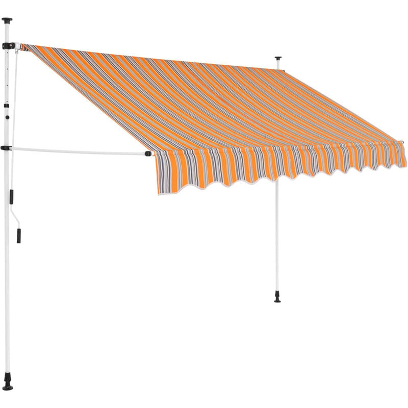 Manual Retractable Awning 300 cm Yellow and Blue Stripes - Yellow - Vidaxl